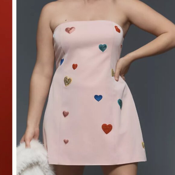 Mare Mare Strapless Heart-Embellished Mini Dress - Picture 1 of 4